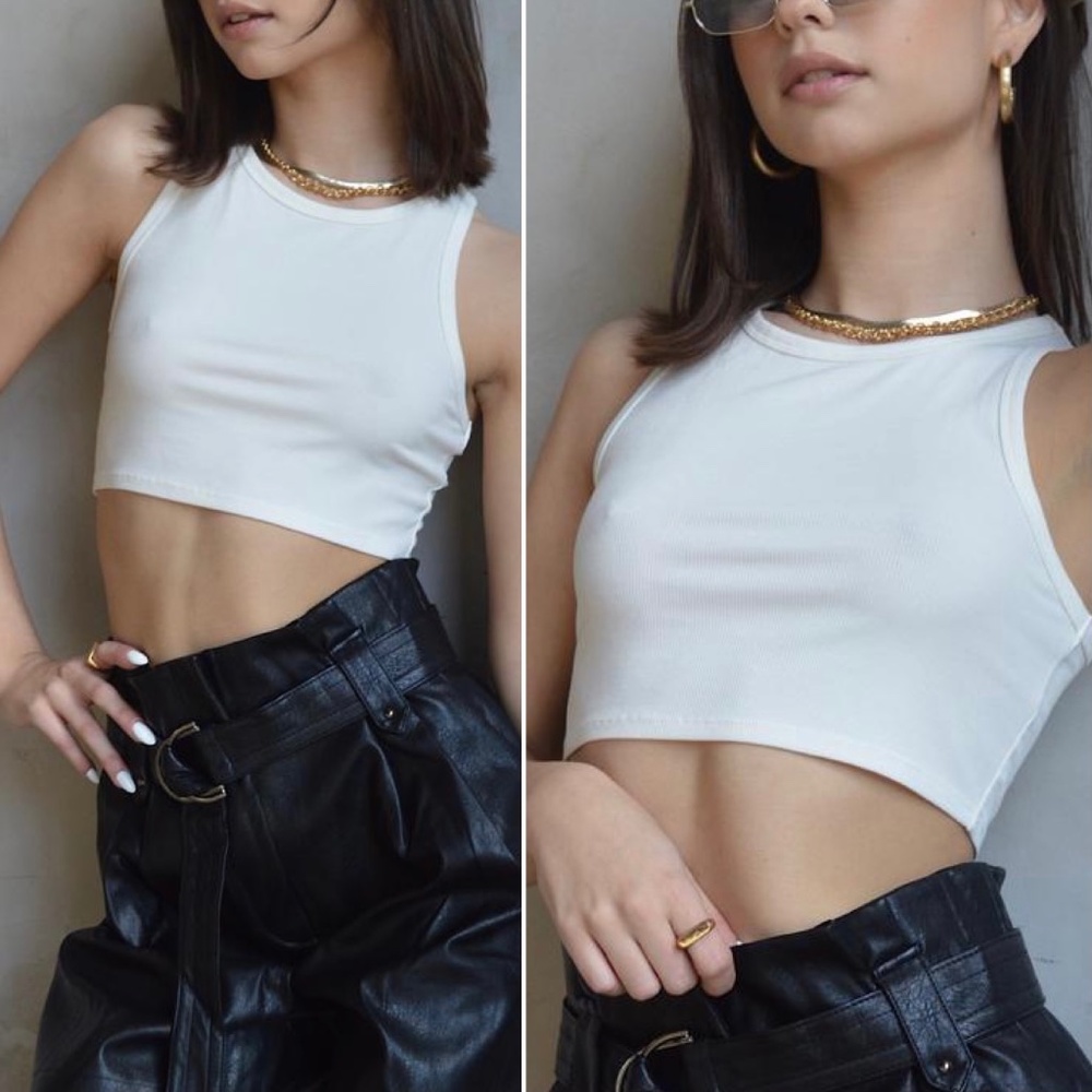 Britt Ribbed Crop Top in White